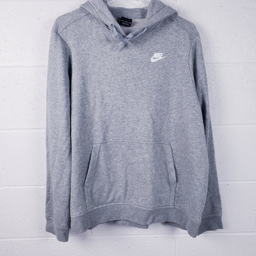 Nike Sportswear Fleece Hoodie Gray Pullover Sweatshirt Logo Mens Size XXL
